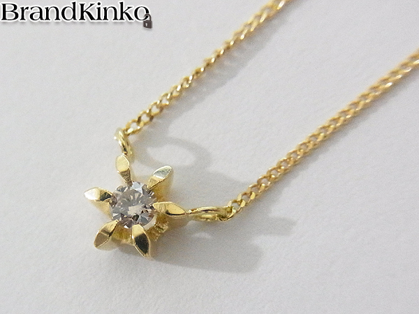 ● K18 ダイヤモンドネックレス 0.08ct 造幣局検定 1.6g 長さ：約41cm トップ幅：約4.9mm ゴールド