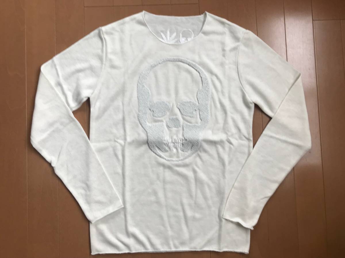 ★☆18 スカル　ヘンプ　ニットカットソー　クリームホワイト XL☆★
