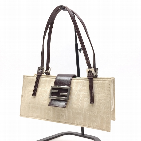 ○美品 フェンディ キャンバス ショルダーバッグ ズッカ柄 ベージュ I8-025