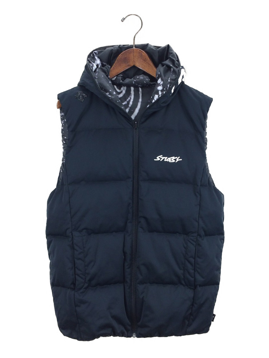 STUSSY◆×DESSCENTE×FUTURA//ダウンベスト/XL/ポリエステル/ブラック/無地/リバーシブル Futura Stussy x Down Puffer Laboratories