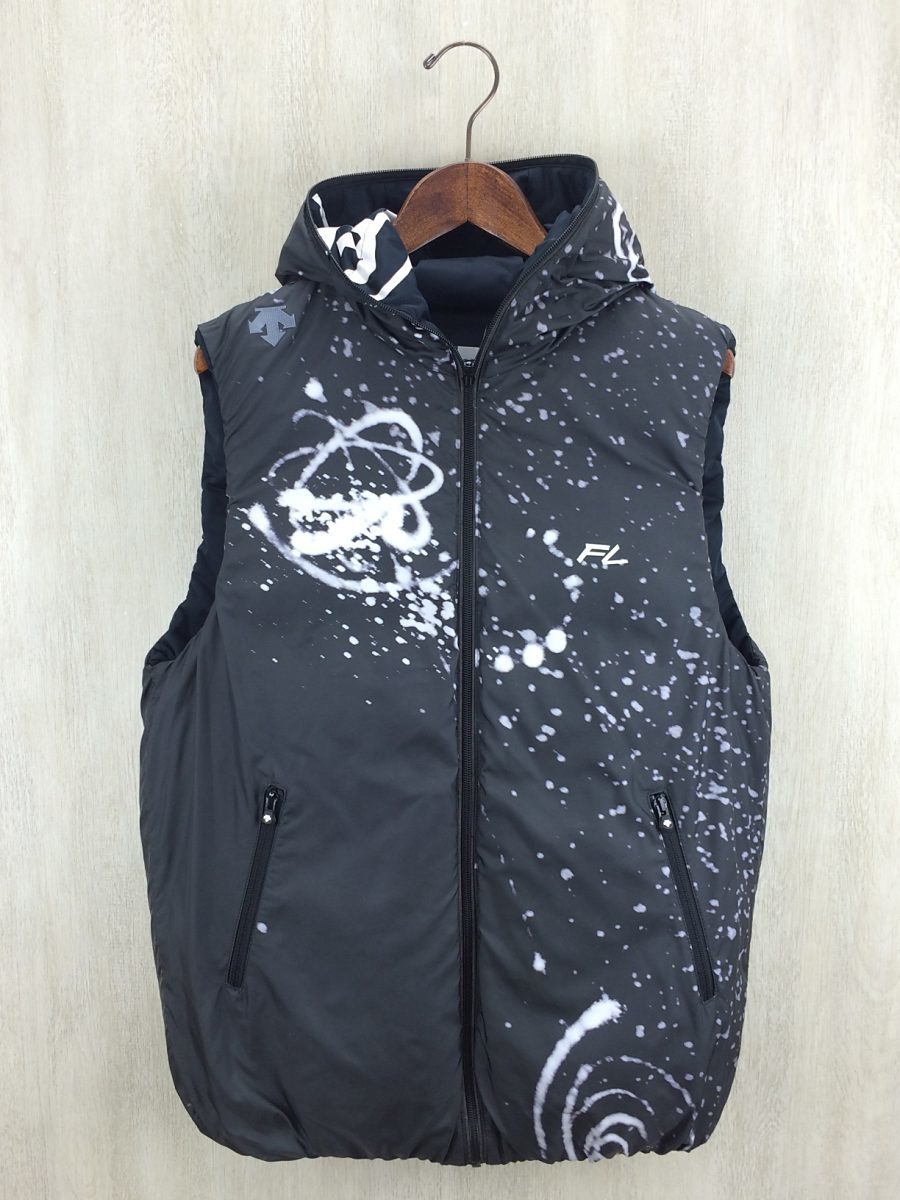 STUSSY◆×DESSCENTE×FUTURA//ダウンベスト/XL/ポリエステル/ブラック/無地/リバーシブル Futura Stussy x Down Puffer Laboratories