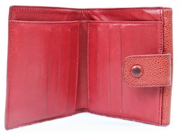 CHANEL シャネル キャビアスキン 二つ折り 財布 Wホック ココマーク 赤