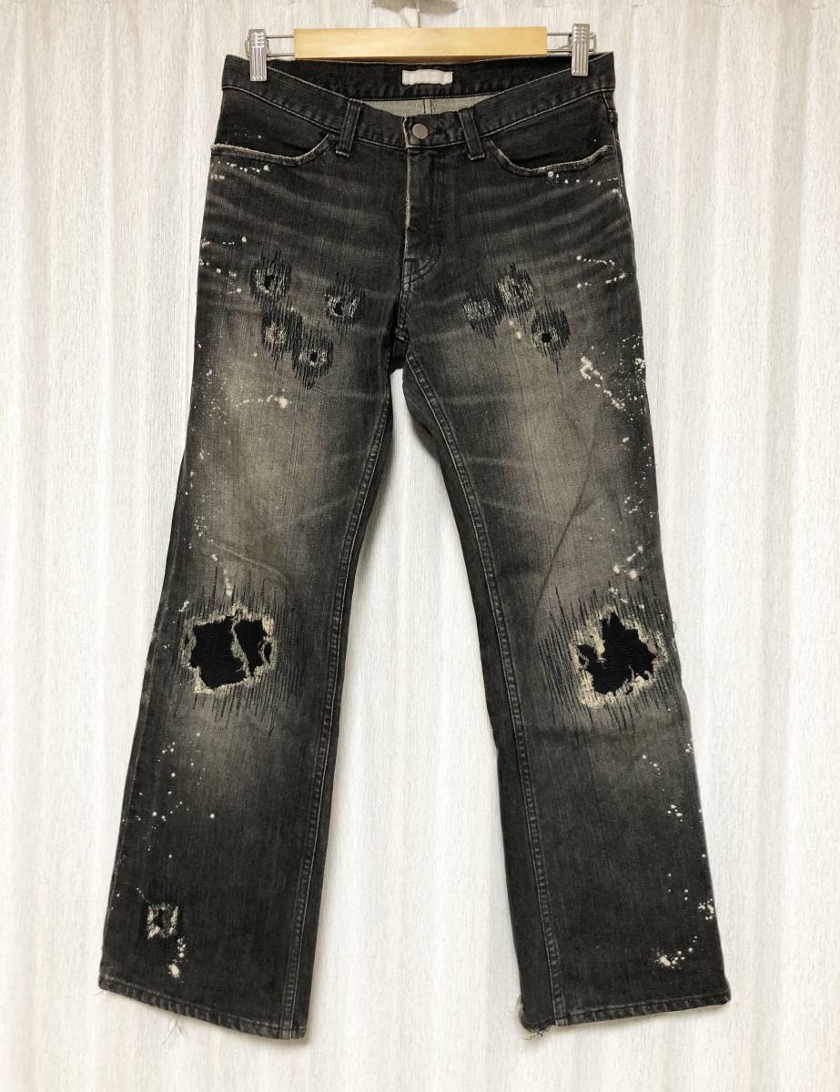 新作登場，格安 名作 NUMBER NINE 01AW スタンダード期 グランジ加工 クラッシュリペア ブラックデニムパンツ 1 ナンバーナイン(ボトムス)｜売買されたオークション情報、yahooの商品情報をアーカイブ公開 - オー 男性用