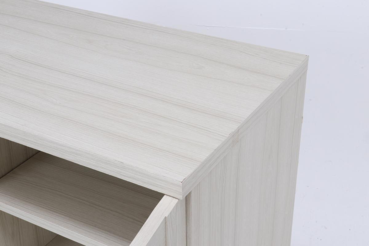 送料無料/リビング サイド ボード キッチン 収納 棚 キャビネット ガラス扉 オープン インテリア 幅86cm 奥行40cm 高さ90cm ホワイト /新品