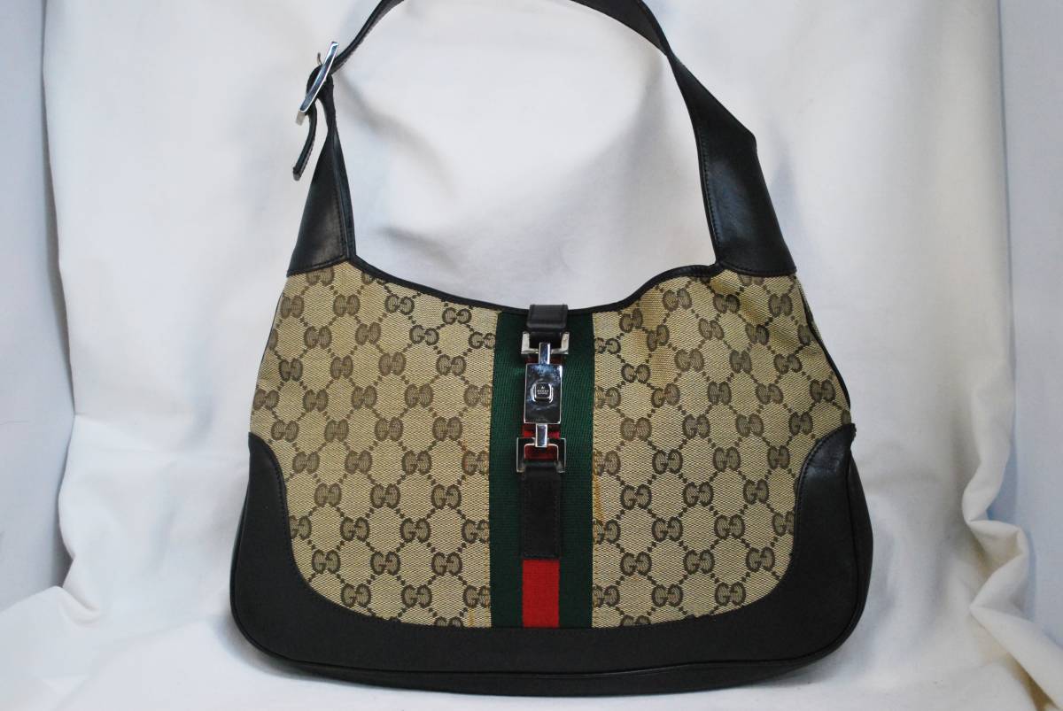 GUCCI GG シェリーライン ショルダーバッグ ジャッキー黒 レザーグッチ