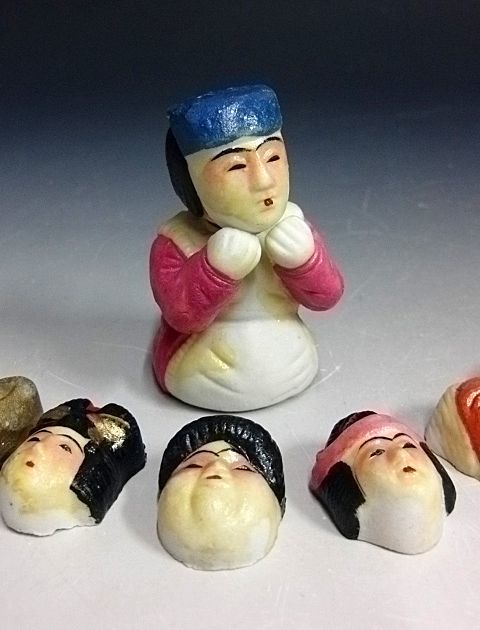 日本玩具博物館 古い土人形 子供兵隊さん3点 ⁄郷土玩具 ミリタリー