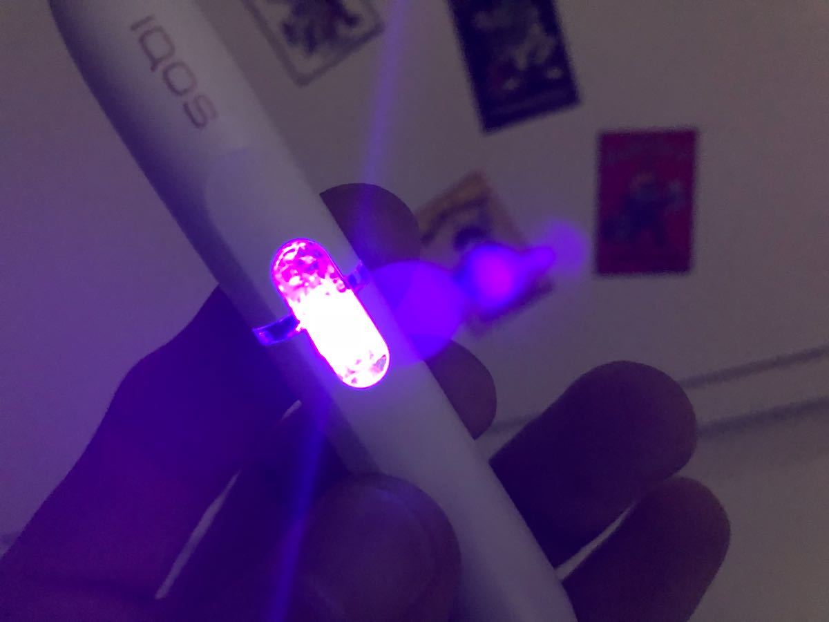 アイコス2.4plus LED打ち替カスタムパープル☆iQOS2.4plusホルダー 爆光クリアパーツ装着品☆ 中古品 即日発送　☆送料無料☆