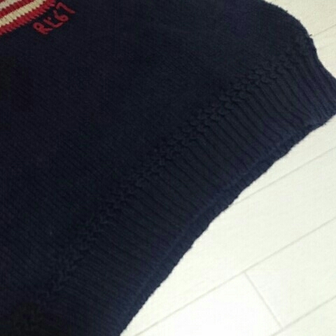【送料無料】Polo by Ralph Lauren ラルフローレン 星条旗 ニット セーター ショールカラー ネイビー M