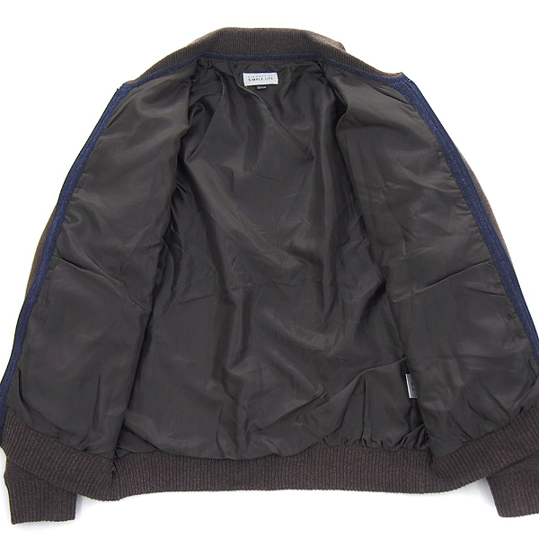新品 シンプルライフ 総裏地 ローゲージ ウール混 ニットブルゾン M 茶 【I17514】 SIMPLE LIFE 秋冬 セーター ジャケット メンズ