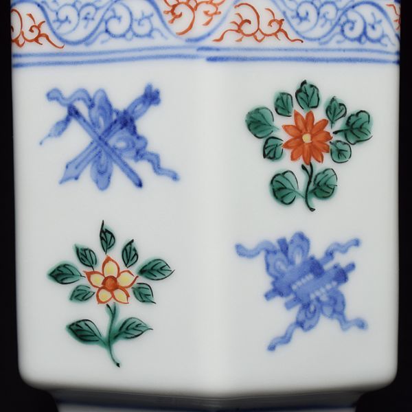 西村徳泉 作 青華山水松竹梅之図水指 共箱 茶道具 保証品 ◇12619PY 二