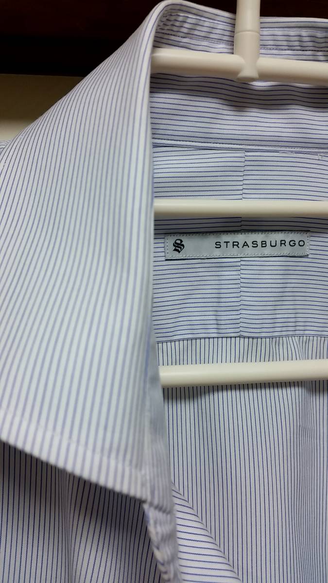 送料込】ストラスブルゴ STRASBURGO ブルー ストライプ シャツ 