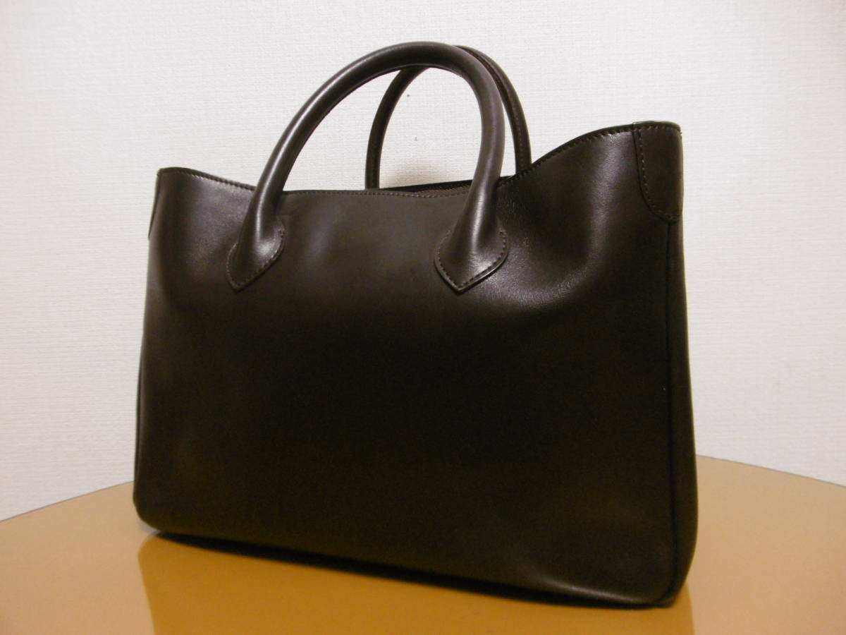 ADMJ ダークブラウン 美品 レザー トートバッグ A4 大容量収納 通勤 