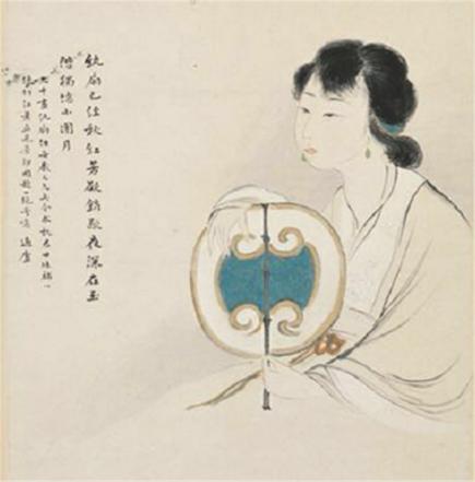 張大千 中国近代画家 仕女図・掛軸60*120cm 国画精赏」张大千《荷