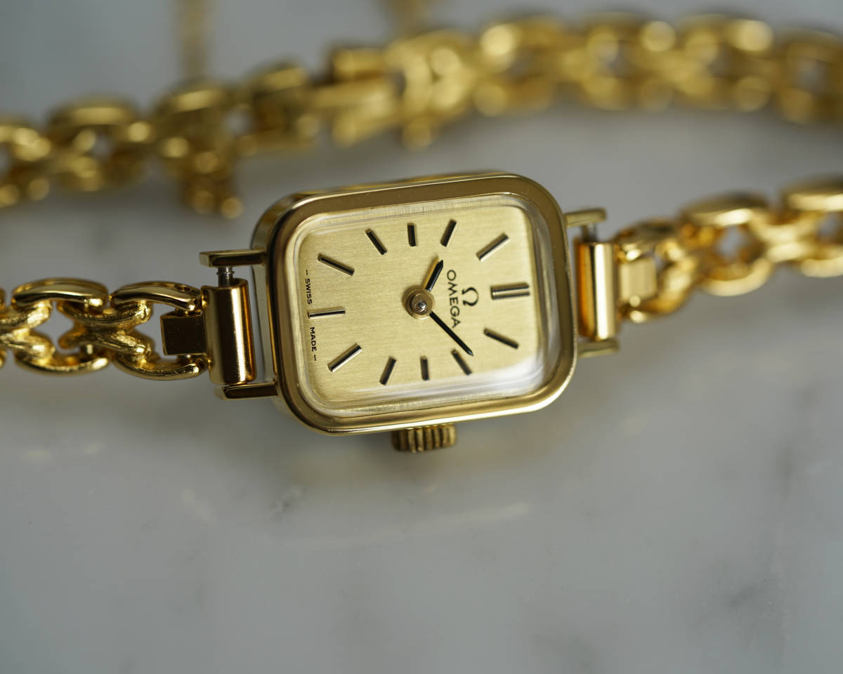 オメガ スクエア レディース ゴールド OMEGA 手巻き 美品 Omega デビル 