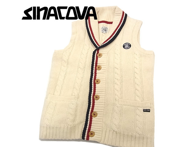 ○美品 シナコバ ウール100％ ニットベスト カウチンベスト メンズ