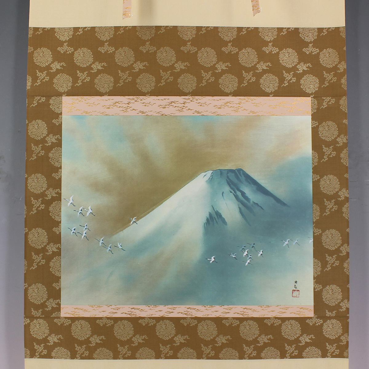 横山大観 | 霊峰飛鶴 掛軸 印刷絹本掛軸（共箱） ネット - 道具