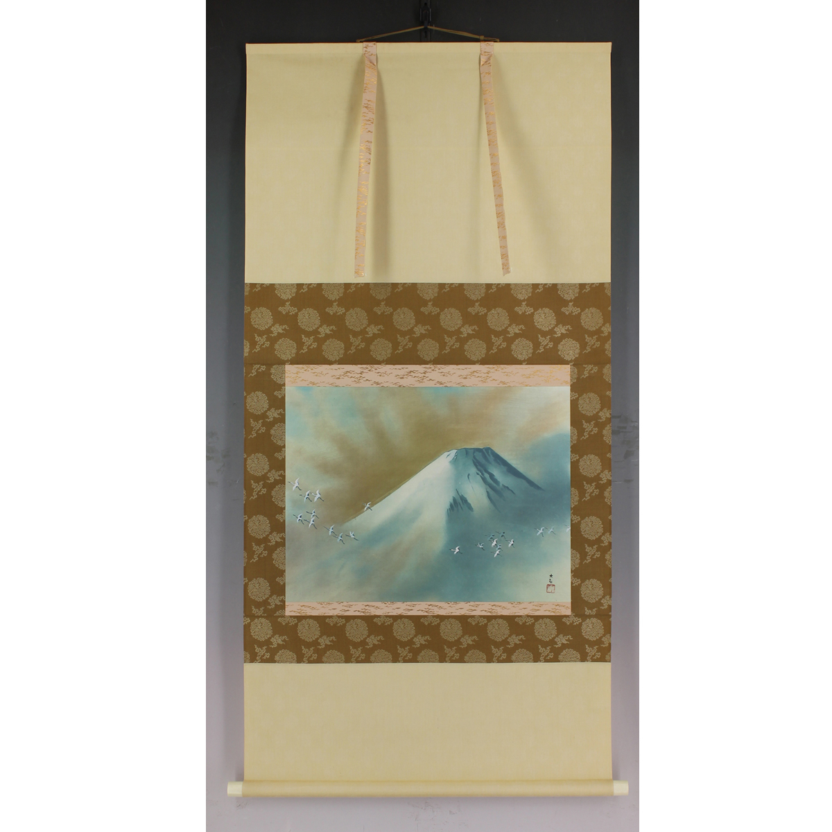 横山大観 | 霊峰飛鶴 掛軸 印刷絹本掛軸（共箱） ネット - 道具