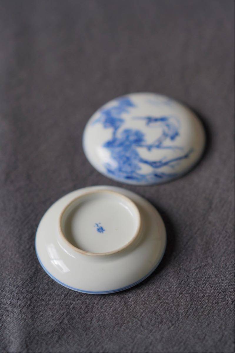 早期 小雅窯 小雅 青花 染付 景徳鎮 印盒 印合