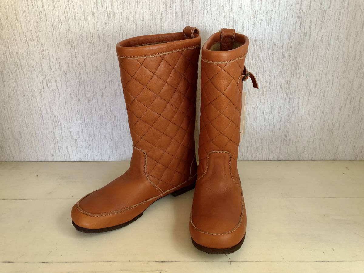 定番人気，正規品 本革 キルティング ジョッキーブーツ フラット ブラウン茶キャメル モカシン(24.0cm)｜売買されたオークション情報、yahooの商品情報をアーカイブ公開 - オークファン 24.0cm