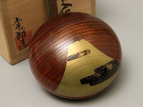 W501. 茶道具 常三郎造 富士 香合・塗師 春仁造 乾漆 栗香盒 2点まとめ