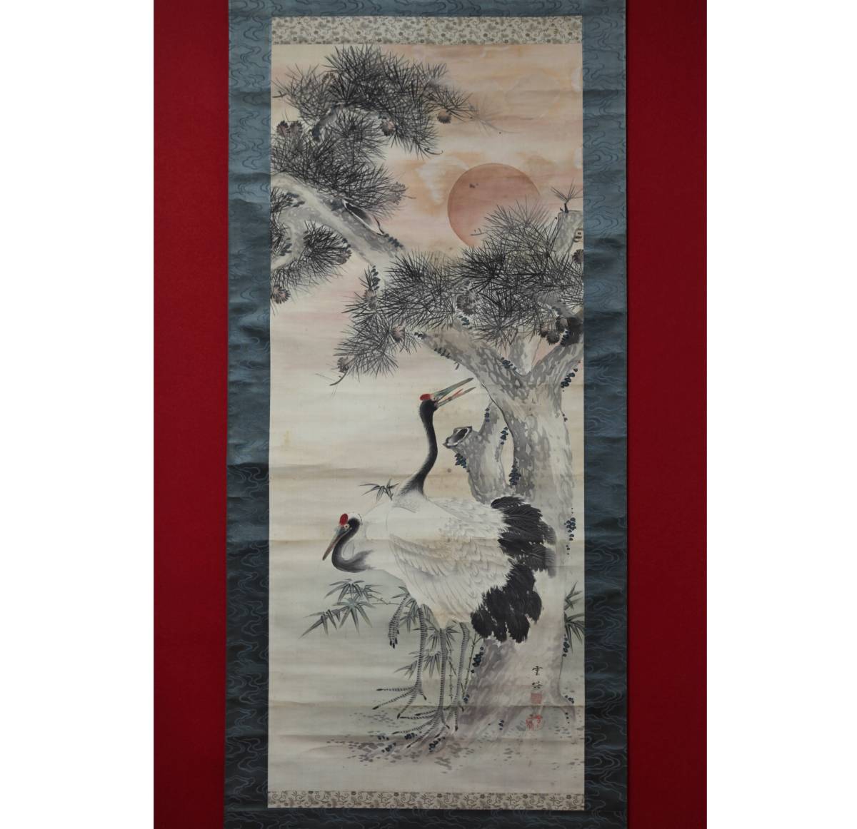 道具 掛け軸 中古書画万峰筆 松竹梅鶴亀 - ネットショップ圭 肉筆絹本