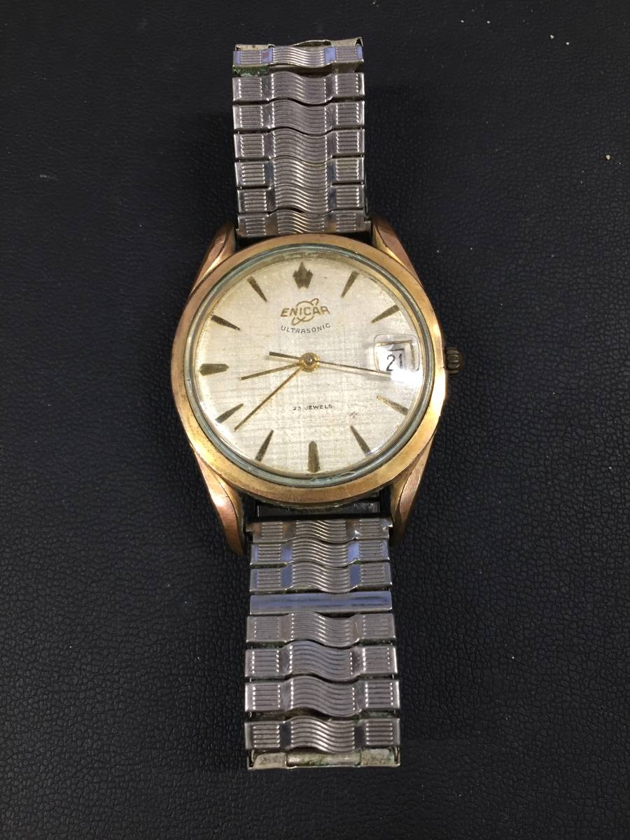 1889】ENICAR エニカ 手巻き時計 稼働品 ゴムブレス 【公式通販】