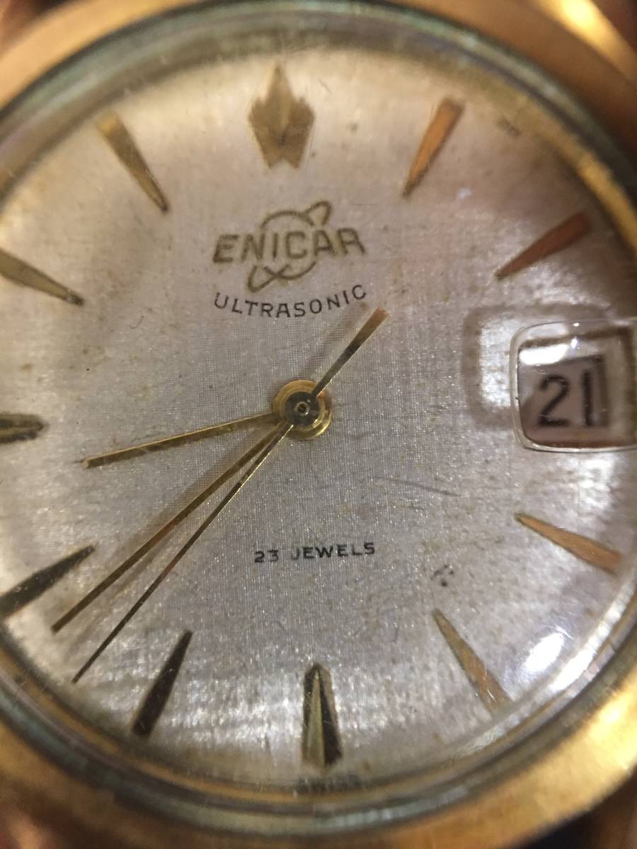 1889】ENICAR エニカ 手巻き時計 稼働品 ゴムブレス 【公式通販】