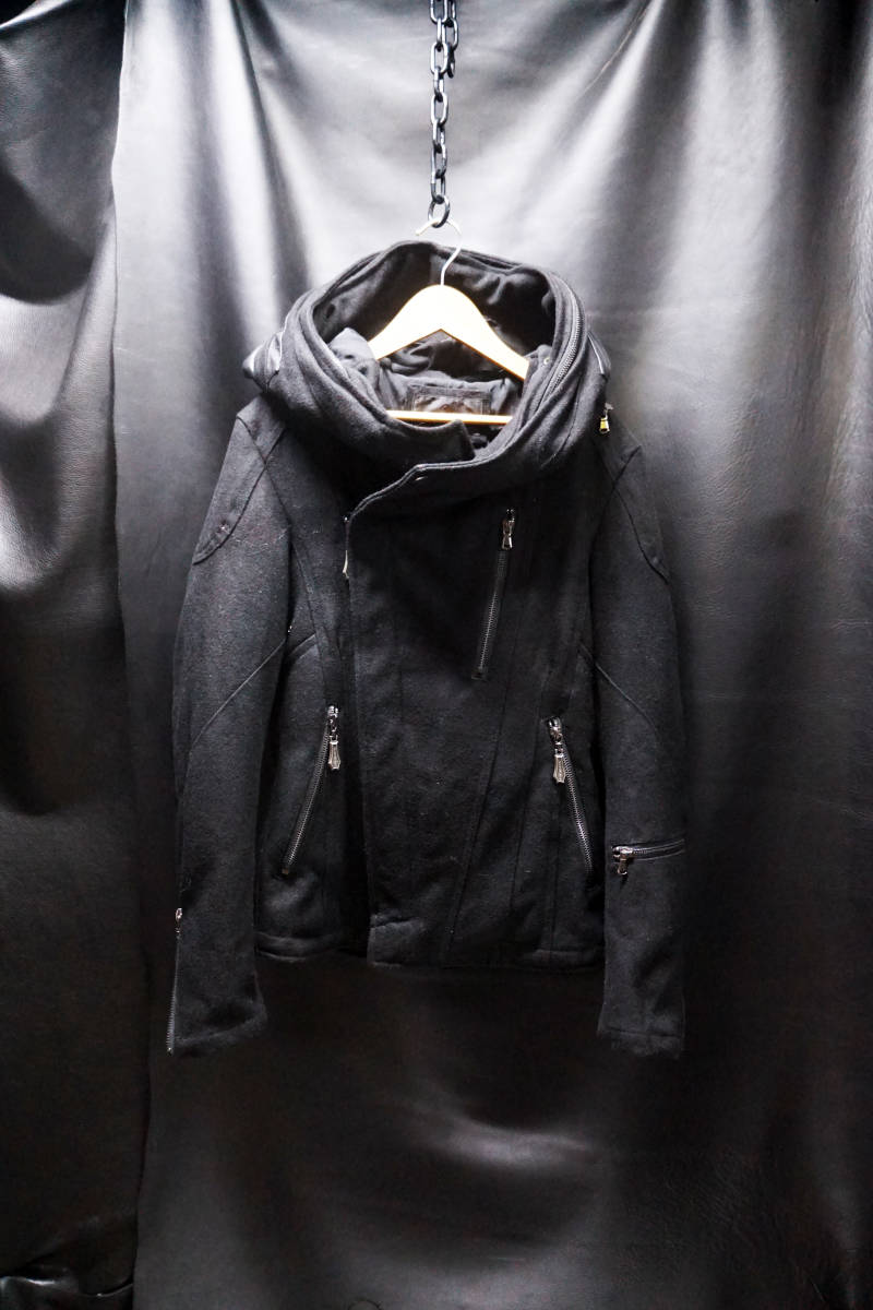 LUV MAISON ビッグフード ライダースパーカー 46 レザー切替 光沢 メタリック ジャージ ジャケット フーディー ストレッチ ジャックローズ ジャックローズ メルトンライダースジャケット 0 ROSE MAISON STORE公式通販)