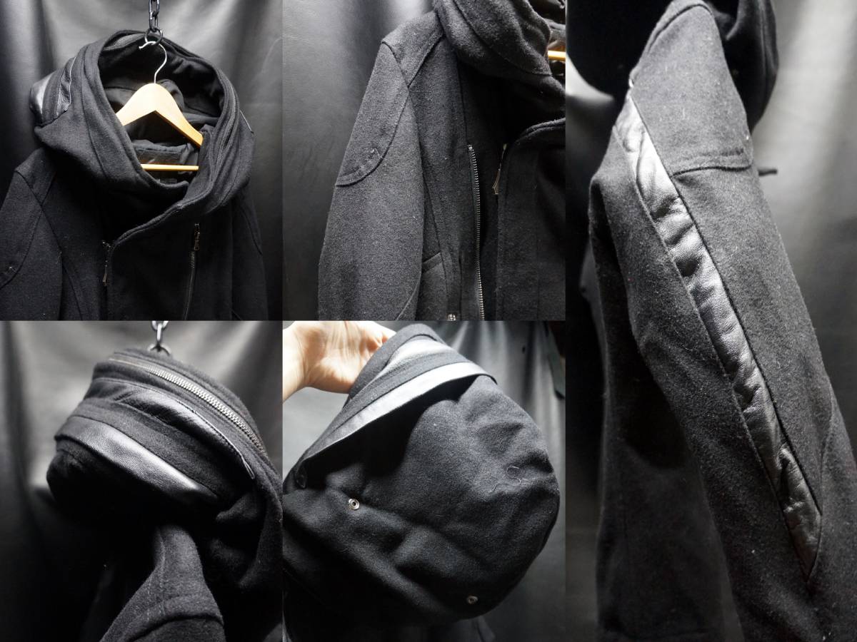 LUV MAISON ビッグフード ライダースパーカー 46 レザー切替 光沢 メタリック ジャージ ジャケット フーディー ストレッチ ジャックローズ ジャックローズ メルトンライダースジャケット 0 ROSE MAISON STORE公式通販)
