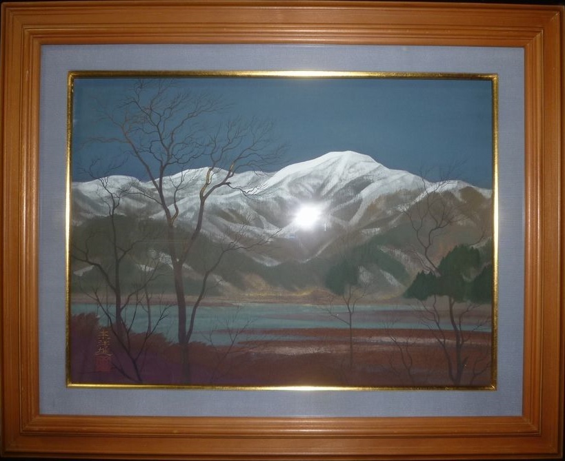 高品質，品質保証 宮西東洋雄 冬の山湖 岩彩画 真筆 共シール 細密画 何とも見事な逸品(山水、風月)｜売買されたオークション情報、yahooの商品情報をアーカイブ公開 - オークファン 山水、風月