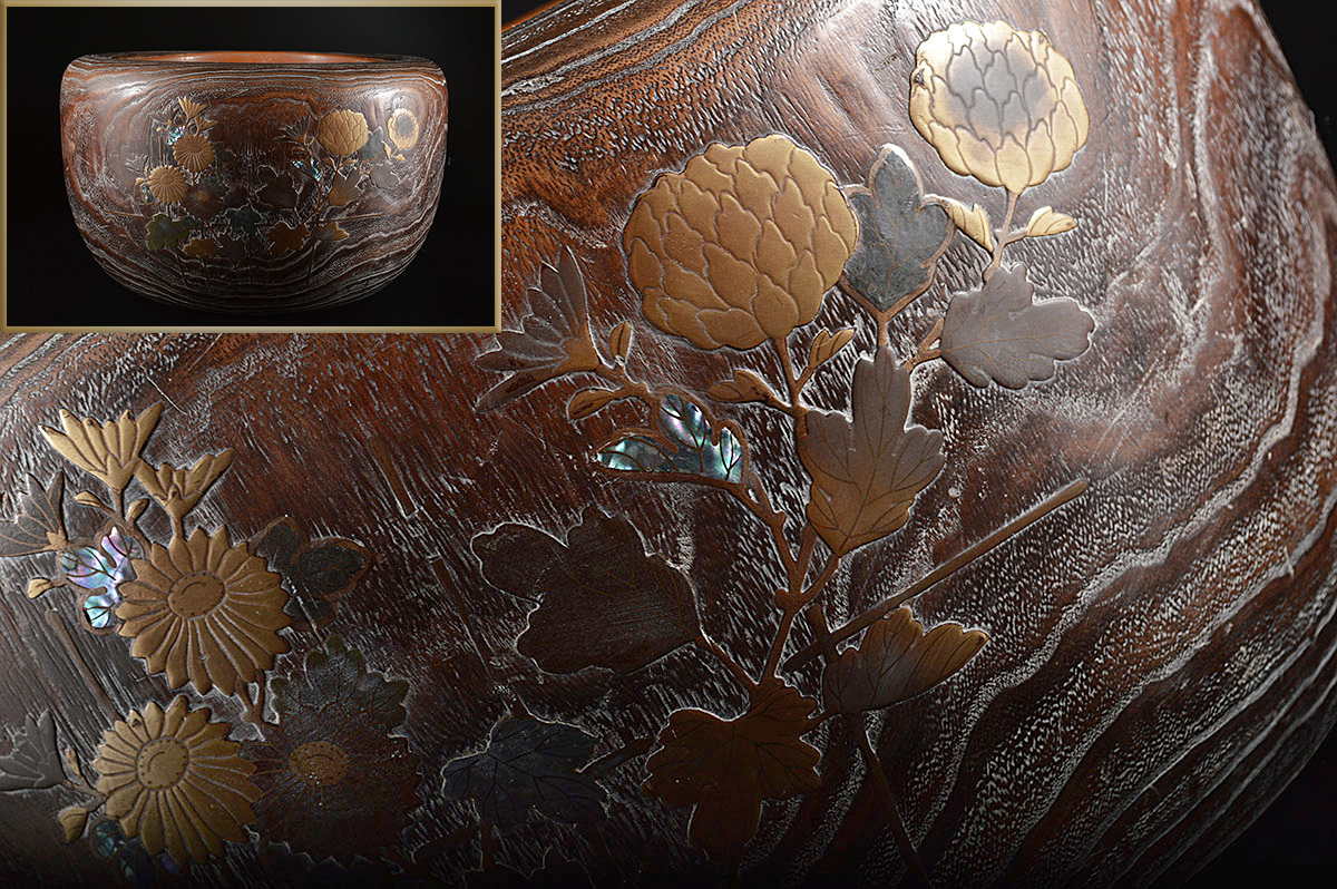 豆緑古美術時代物⁄尾形光琳秋草萩鹿薪蒔絵⁄漆芸螺鈿細工⁄御文庫⁄御硯箱 