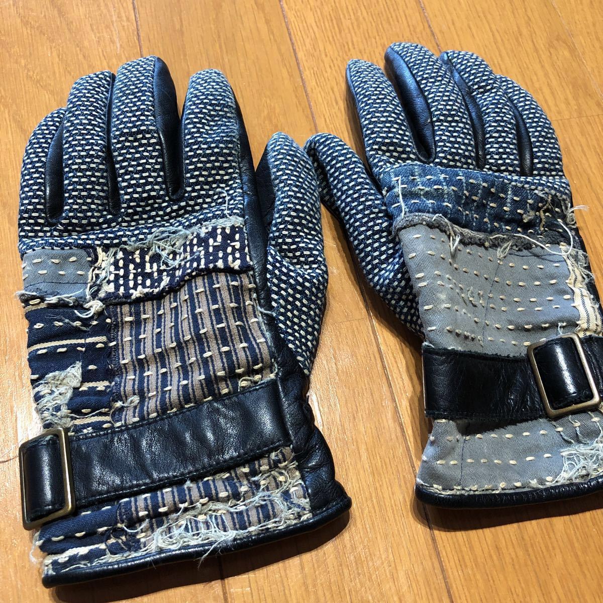 kapital キャピタル グローブ 手袋 デニム地 BORO 刺し子 レザー