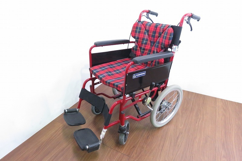 M6836◇KAWAMURA/カワムラ◇車椅子◇チェック柄◇レッド◇美品
