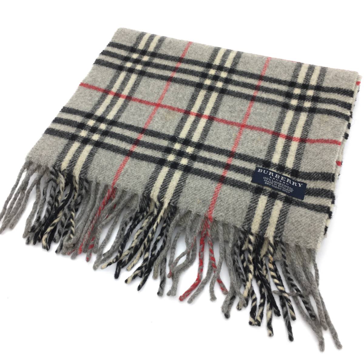 美品】163 BURBERRY LONDON バーバリー マフラー ラムウール 100