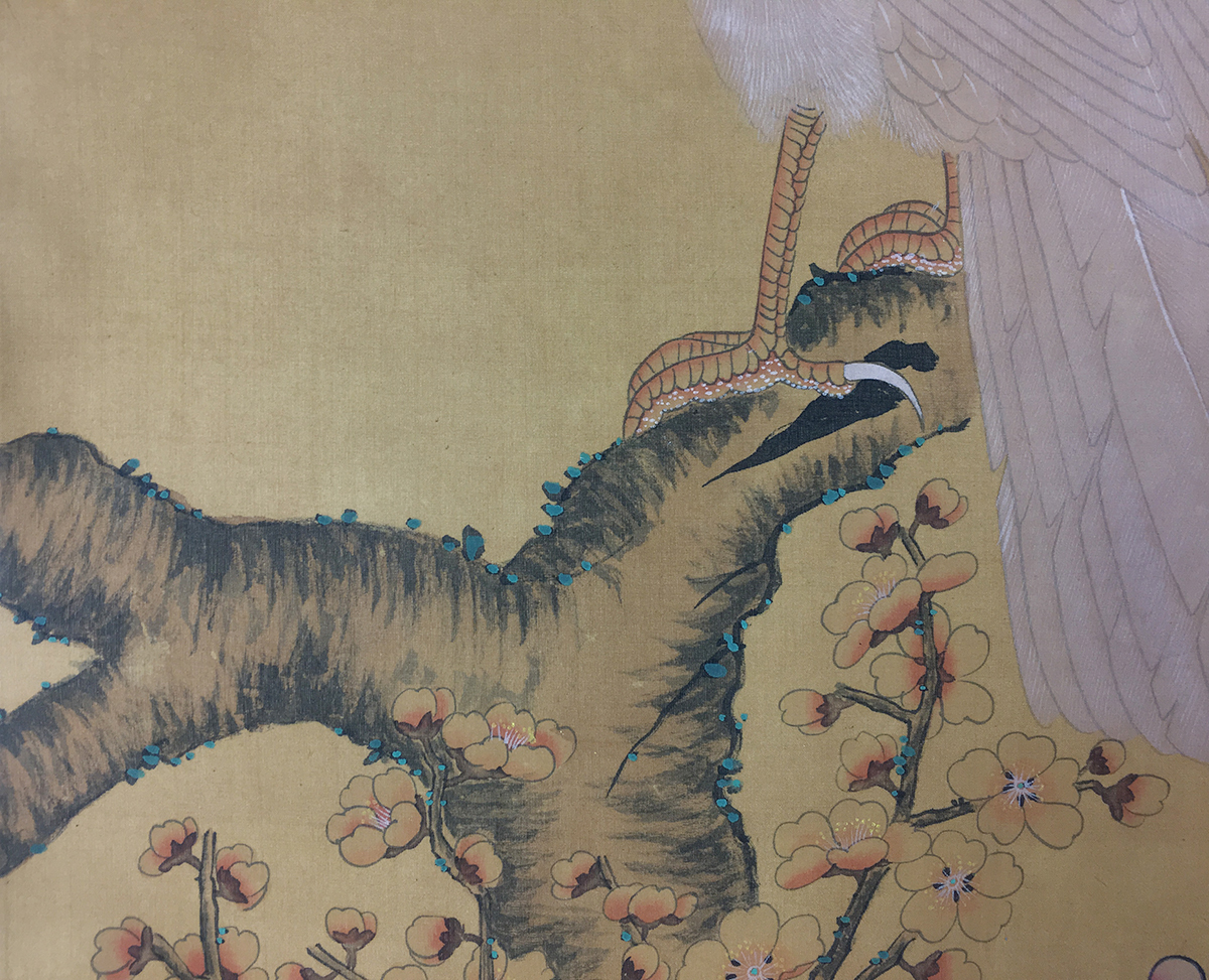 ☆古寶堂☆蒐集【Z2】『清時代・郎世寧・花鳥図』掛け物・絹本・伝来