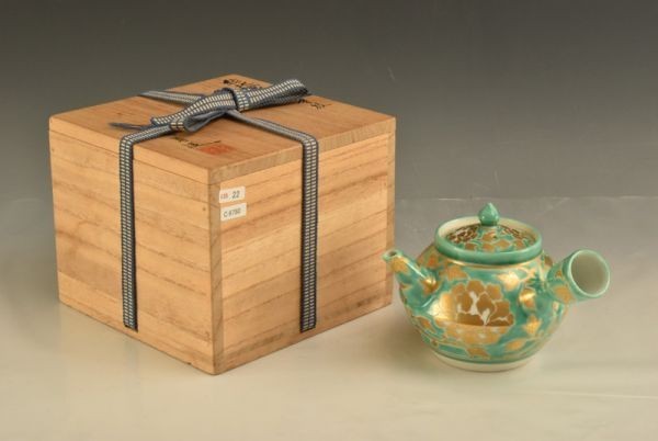 最安値，定番 C06780 平安清昌 緑地金襴手唐草紋急須 +(茶碗)｜売買されたオークション情報、yahooの商品情報をアーカイブ公開 - オークファン 京焼
