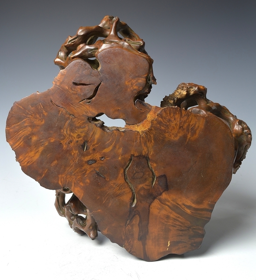 黄楊花台 天然彫り 木彫花台 盆栽花台 根木台 木製 木の根っこの花台 【趣