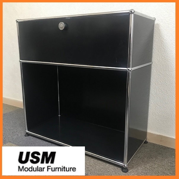 未使用品！USMハラー　ブラック　黒　キャビネットシェルフ　1列2段　正規品 Haller USM USMハラー キャビネット ハラーシステム 1列2段 シェルフ