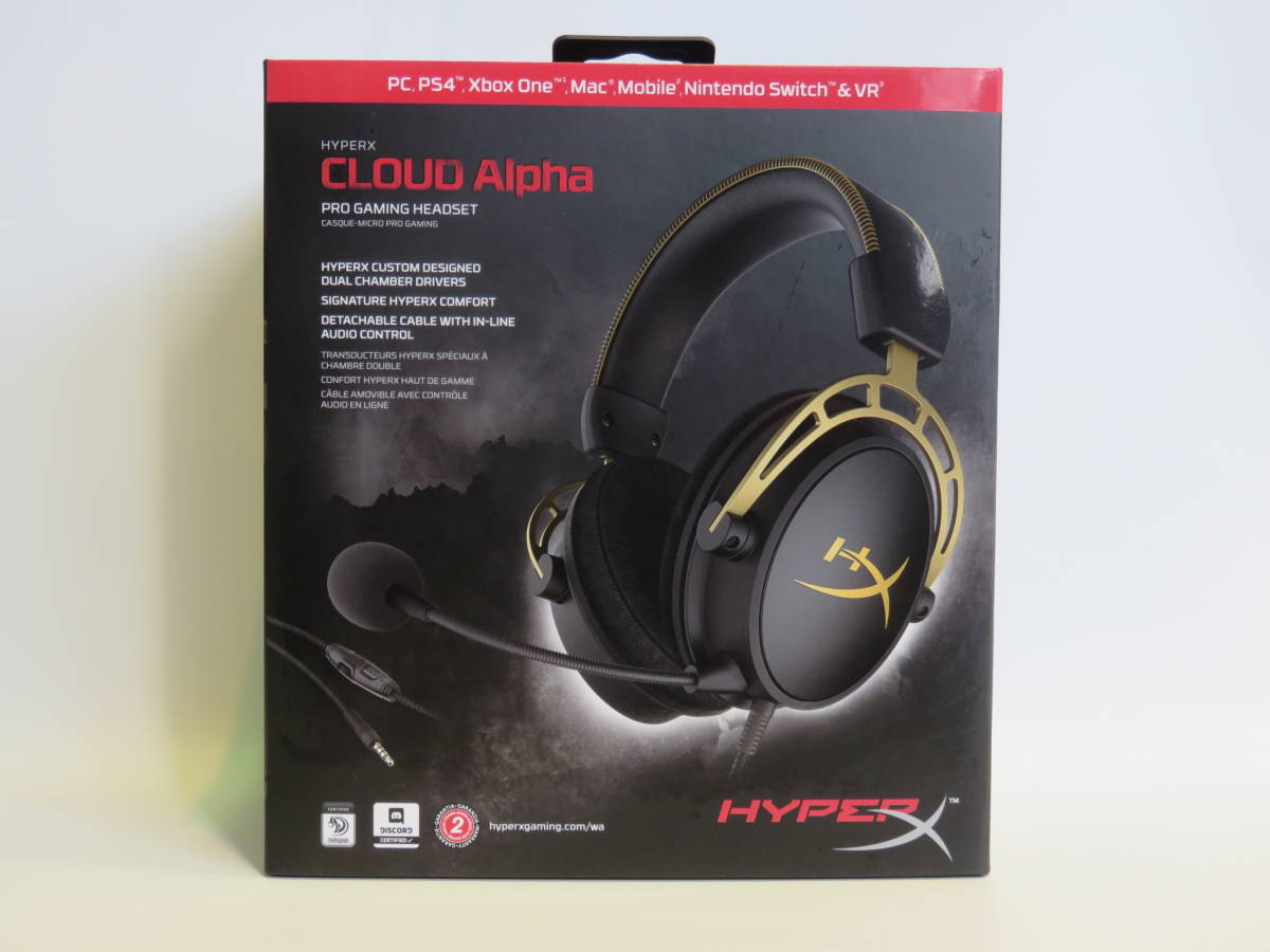 ☆Kingston HYPER X CLOUD Alpha PRO GAMING HEADSET HX-HSCA-GD/NAP プロ ゲーミング ヘッドセット ヘッドホン ヘッドフォン 中古☆