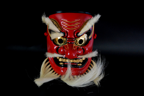 備中神楽面 田邉聖祐作 猿田彦命　能面 壁掛け能面 お面 激安 取扱 店 ▽田邉聖祐作 備中民芸 重要無形文化財 備中神楽面 猿田