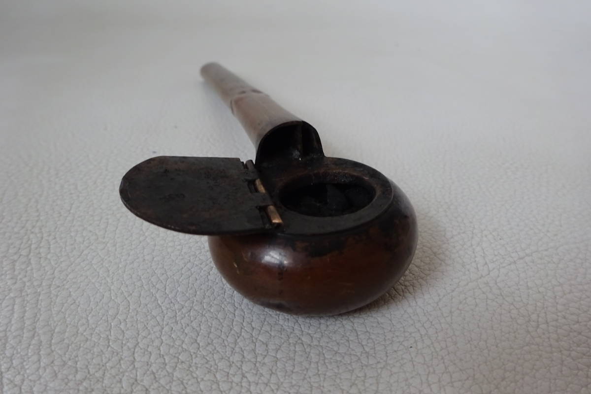 昔の携帯筆記用具/矢立て/江戸時代【小型の硯/墨入れ/蓋付き柄付き墨壺