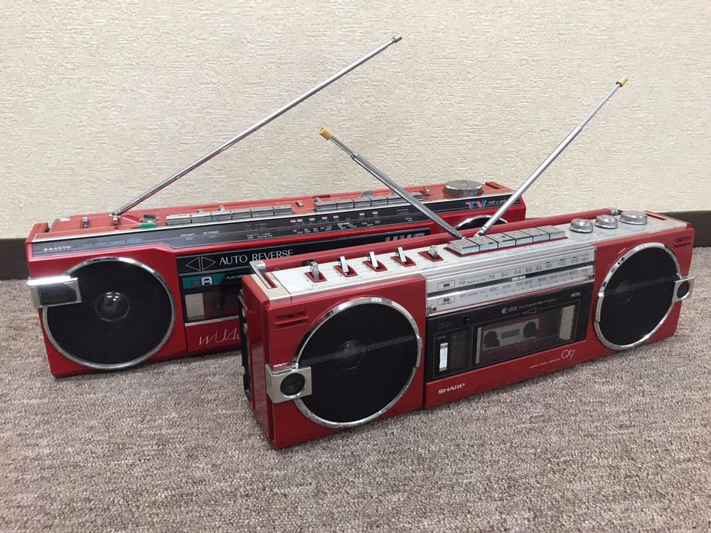 希少□ラジカセ2台 SHARP QT-7R / SANYO MR-WU4UV 昭和ラジオ レトロ