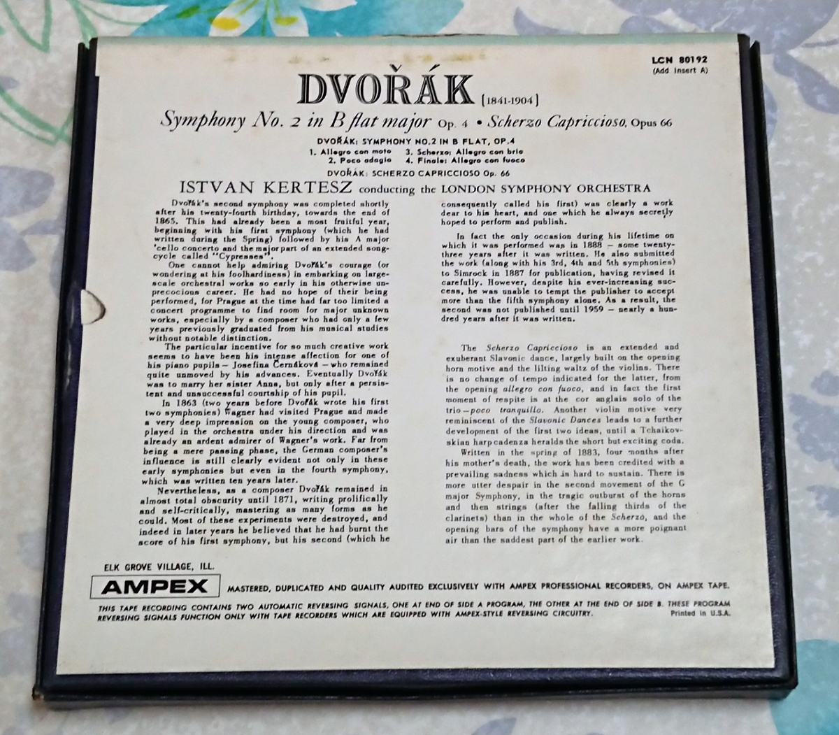 ISTVAN KERTESZ/DOVORAK Symphony No.2 US 7 1/2 ★中古オープンリール　再生確認済み イシュトヴァンケルテス 
