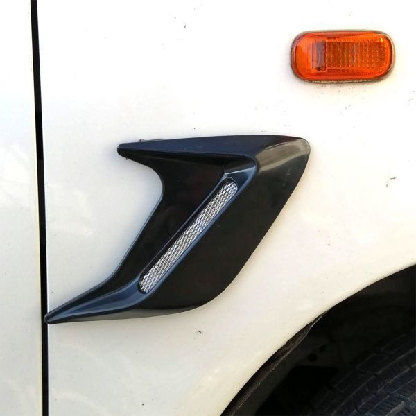 ○新品 ブラック ダミー ダクト 4点セット エアロ パーツ フェンダー ボンネット バンパー 汎用 両面テープ_7