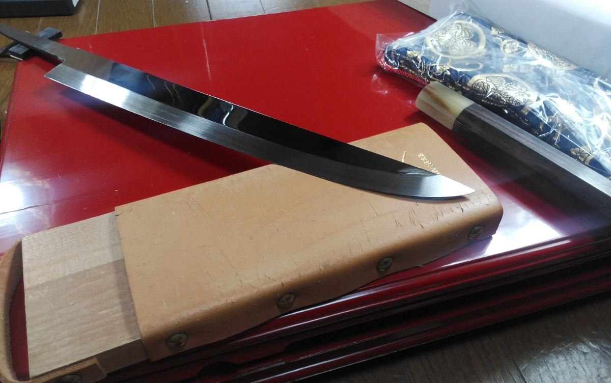 城山刃物製作所 堺源伯鳳所有の昔の水本焼き（約40年前）白二鋼 尺一