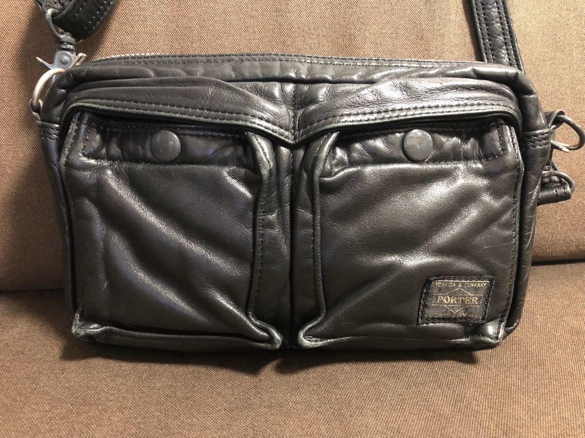 ポーター レザー タンカー/ミニ ショルダー バッグ（ブラック）LEATHER
