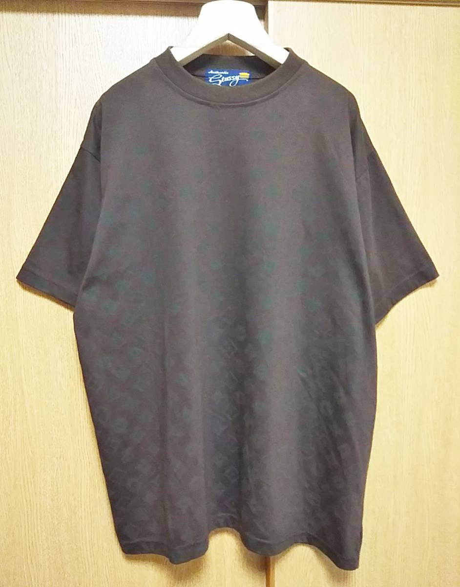 90’S ステューシー STUSSY ルイヴィトン モノグラム 総柄 Tシャツ カットソー 茶 ブラウン L オーバーサイズ USA製 ビンテージ 美品