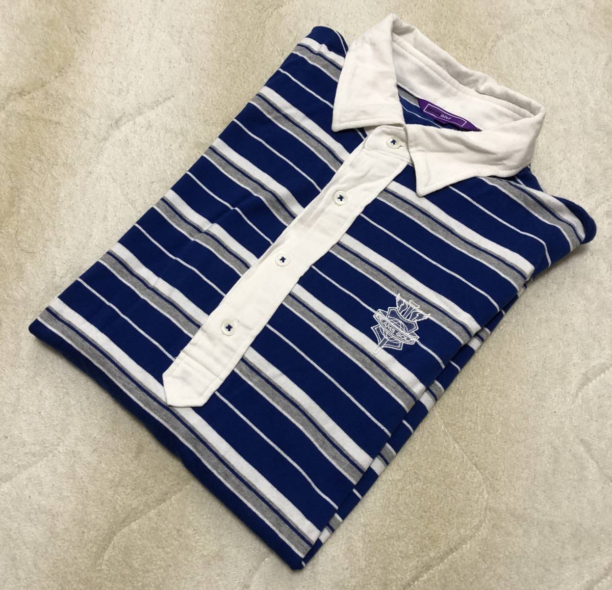 ☆BEAMS GOLF☆ビームス ゴルフ 半袖 ポロシャツ L 青系 ボーダー