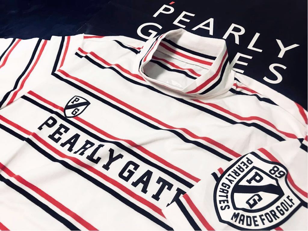 【赤字超特価，限定セール】 本物 PEARLY GATES パーリーゲイツ 4 サイズ M 超 クールマックス ボーダー ハイネック半袖シャツ ホワイトベース 日本製 3906(パーリーゲイツ)｜売買されたオークション情報、yahooの商品情報をア シャツ