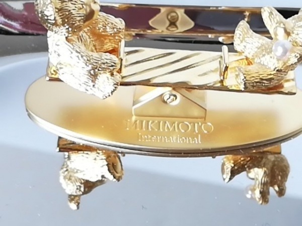 ミキモト mikimoto 小物入れ 金属素材×パール シルバー×ゴールド くま